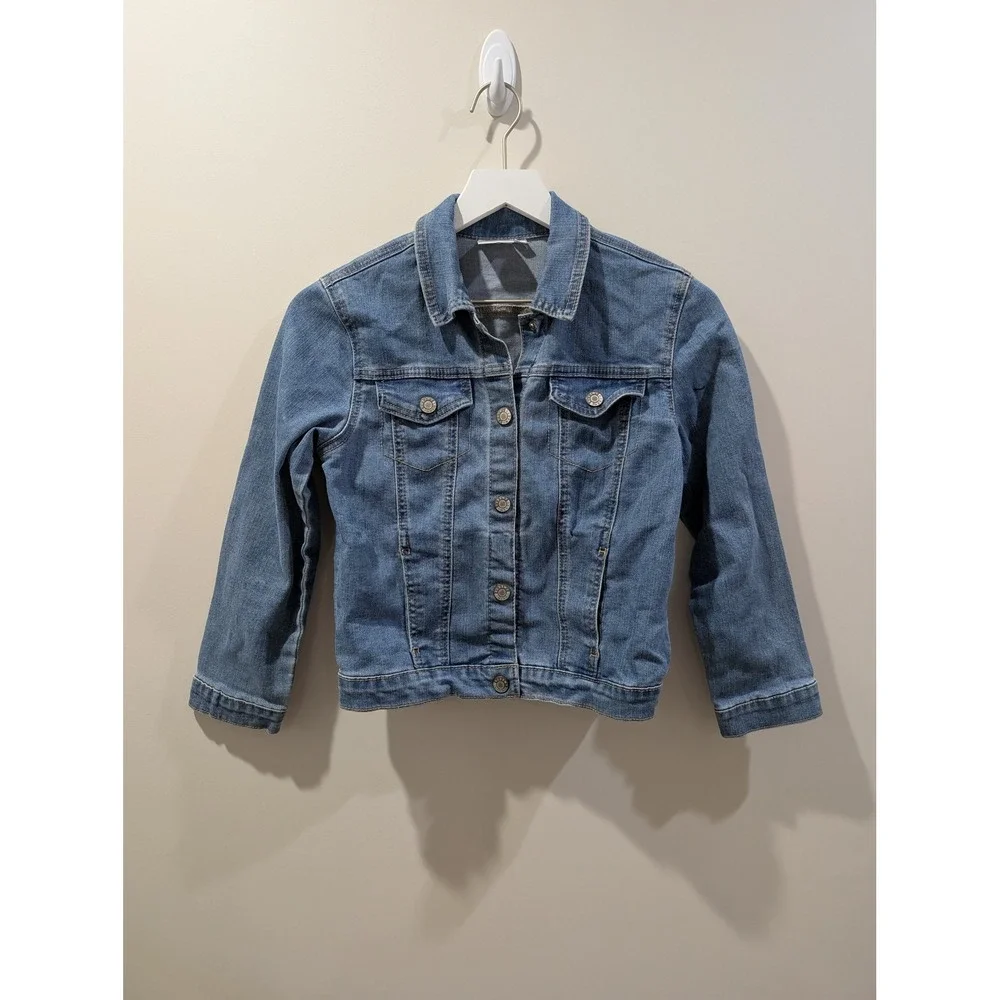 Looney Tunes Tweety Bird Denim Jacket Kids Large 10/12 Blue Jean Trucker Coat